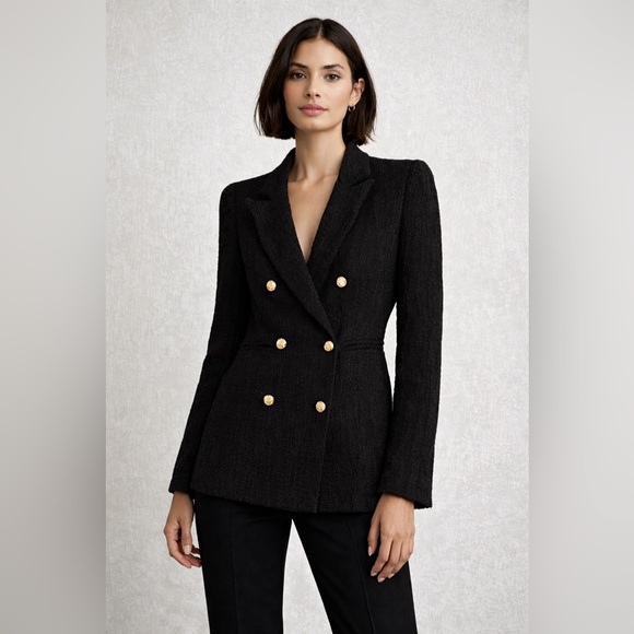 Area Stars Jackets & Blazers - Area Stars Black Textured Double Breasted Blazer Gold Buttons NWT XS